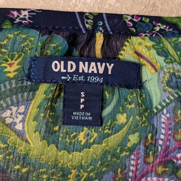 Old Navy Blue and Green Sheer Paisley Blouse Size S(P) - Picture 3 of 3